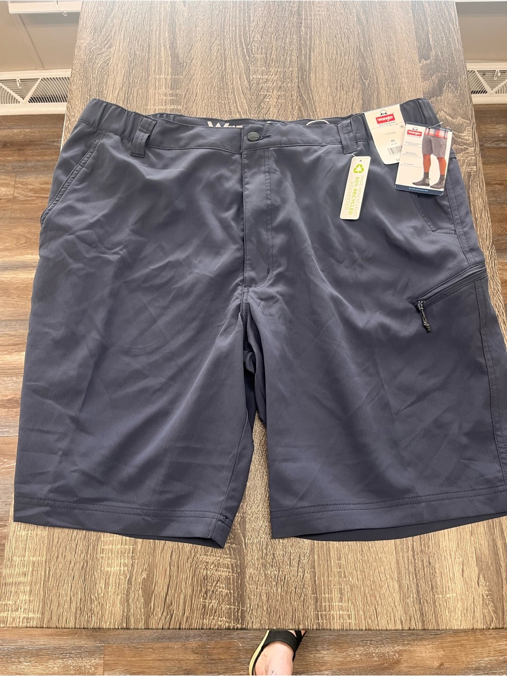 Wrangler Men's Navy Athletic Shorts with Zip Pocket
